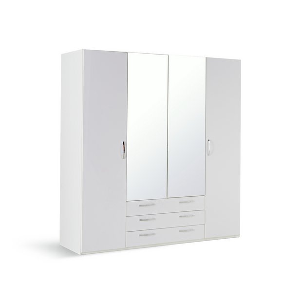 Buy Argos Home Hallingford Gloss 4dr 3drw Mirror Wardrobe