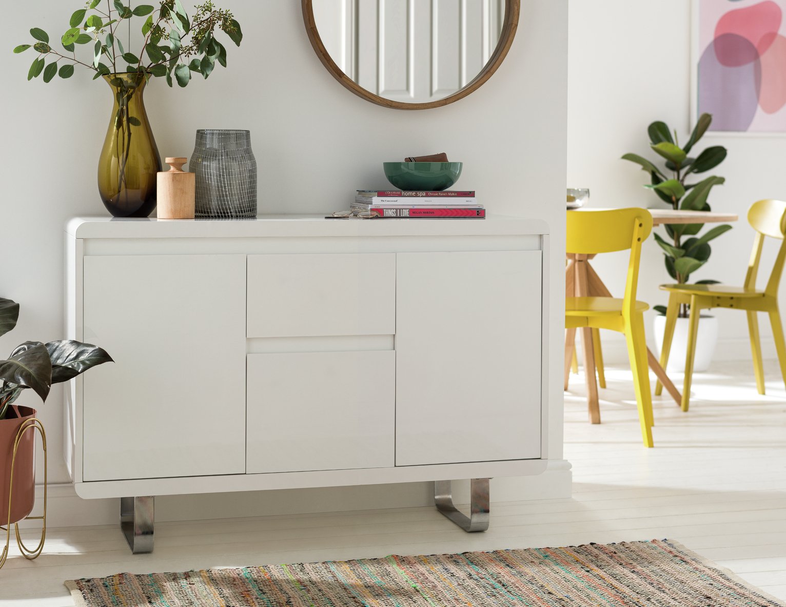 Argos Home Sleigh 3 Door 1 Drawer Sideboard - White Gloss