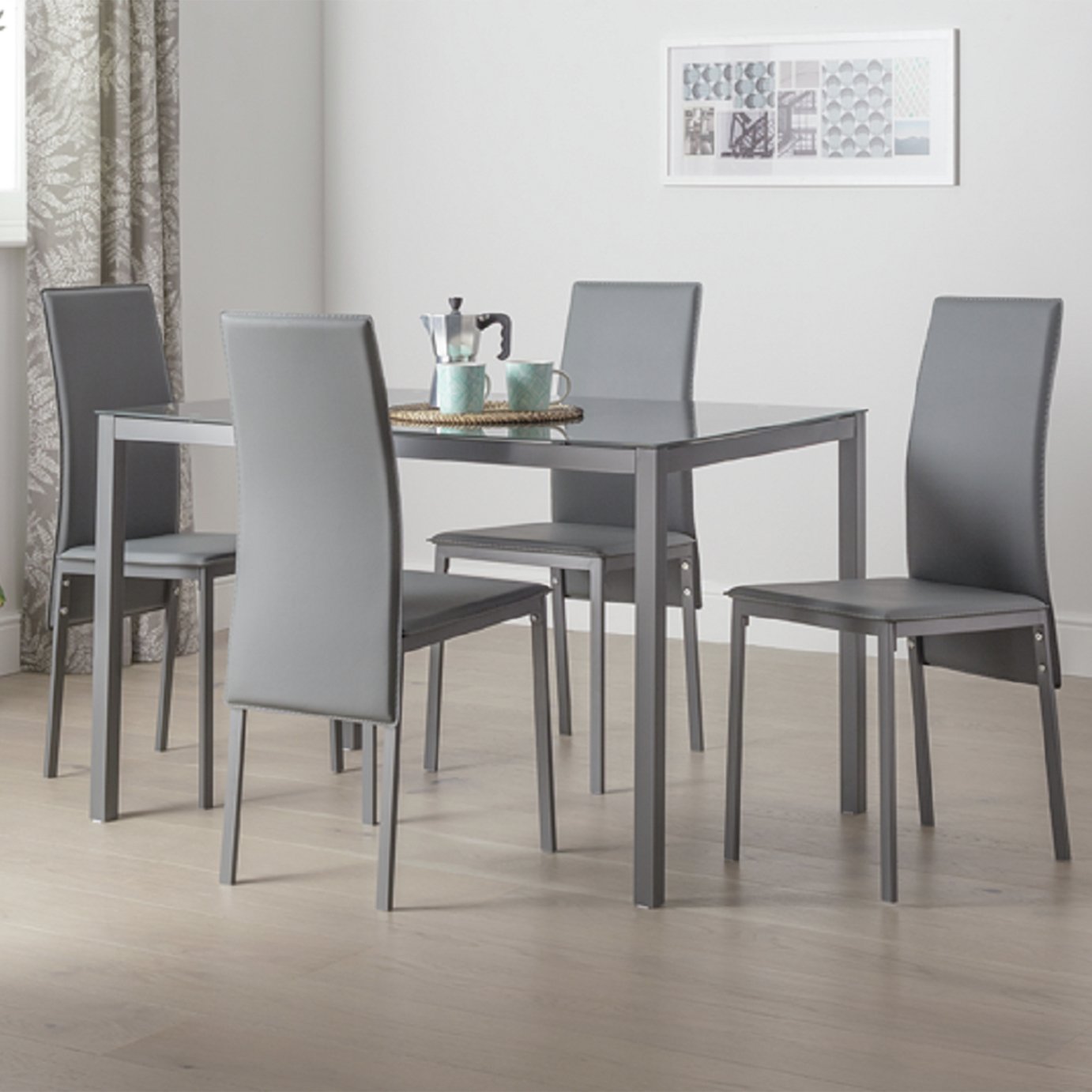 Argos Home Lido Grey Dining Table & 4 Grey Chairs