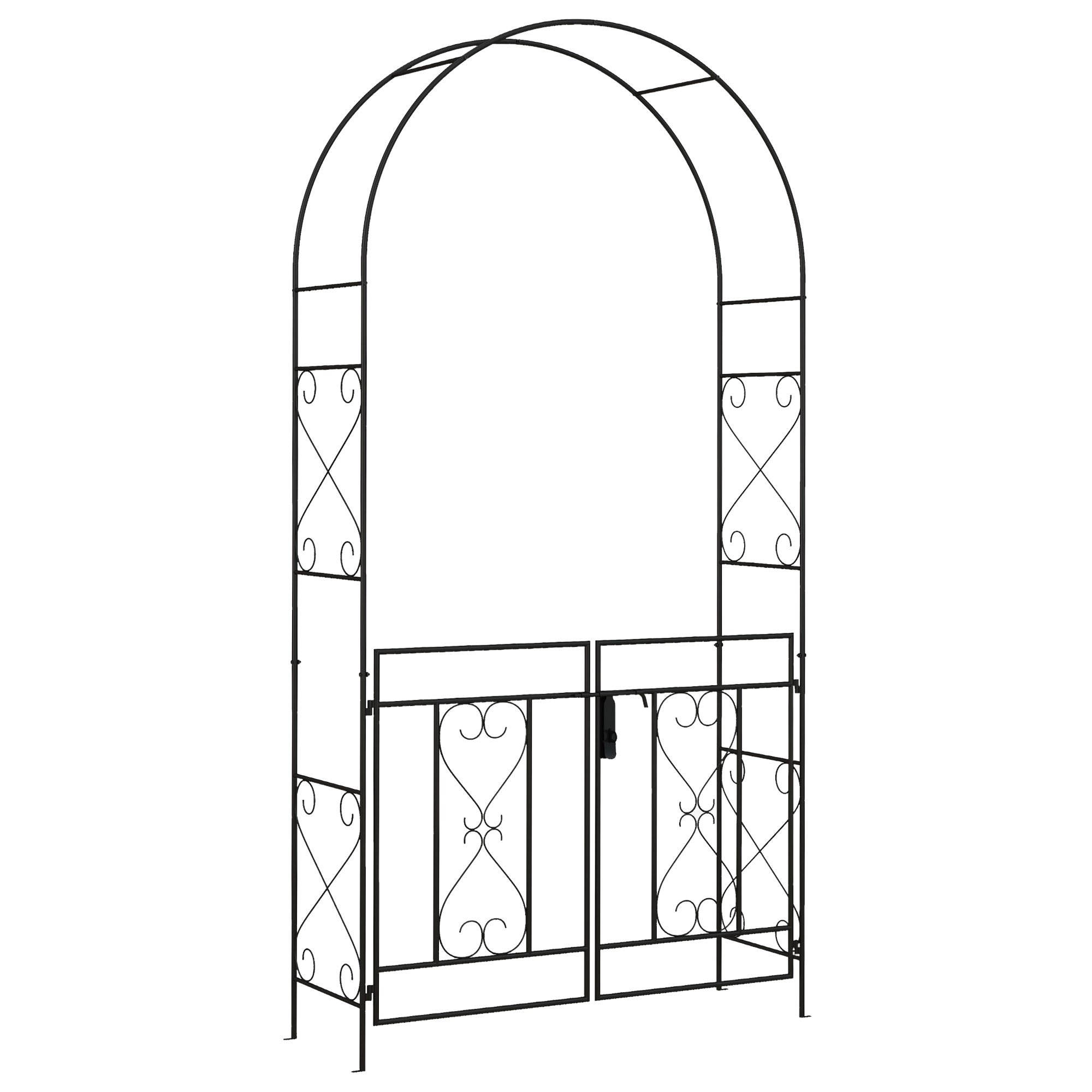 Outsunny Metal Garden Arch Trellis with Double Gates - Black
