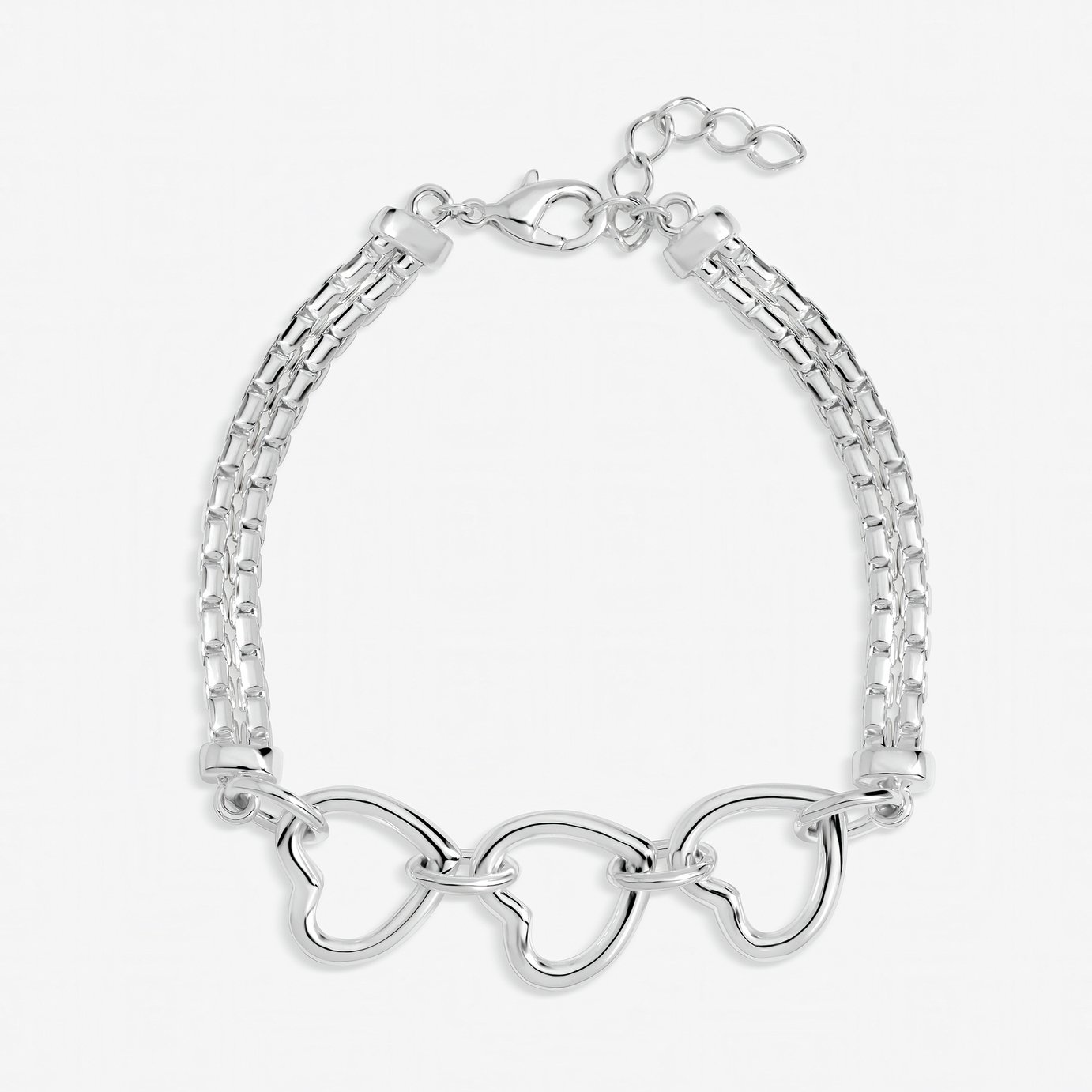 Inicio Silver Plated Interlink Heart Bracelet In Gift Pouch