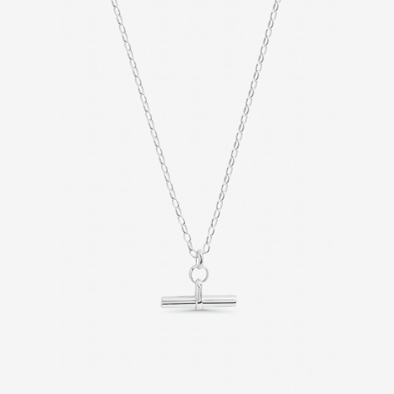 Inicio Silver Plated T-Bar Pendant In Gift Pouch
