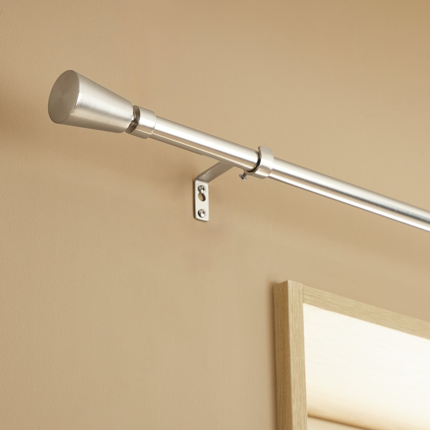 Argos Home Extendable Metal Trumpet Nickel Curtain Pole - 165 - 300cm