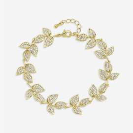 Jon Richard Gold Plated Cubic Zirconia Leaf Bracelet