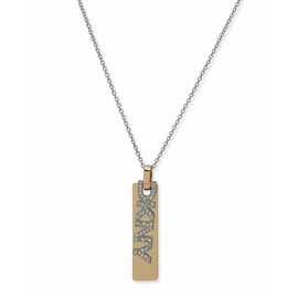 DKNY Gold & Silver Tone Pave Logo Tag Pendant Necklace