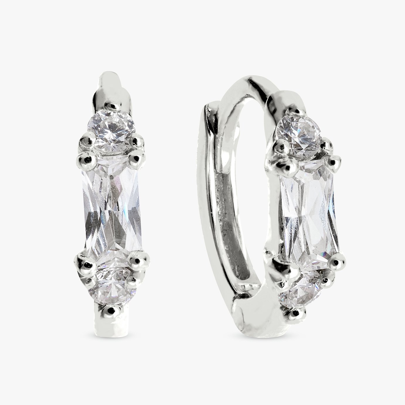 Revere Sterling Silver Baguette Huggies Earrings