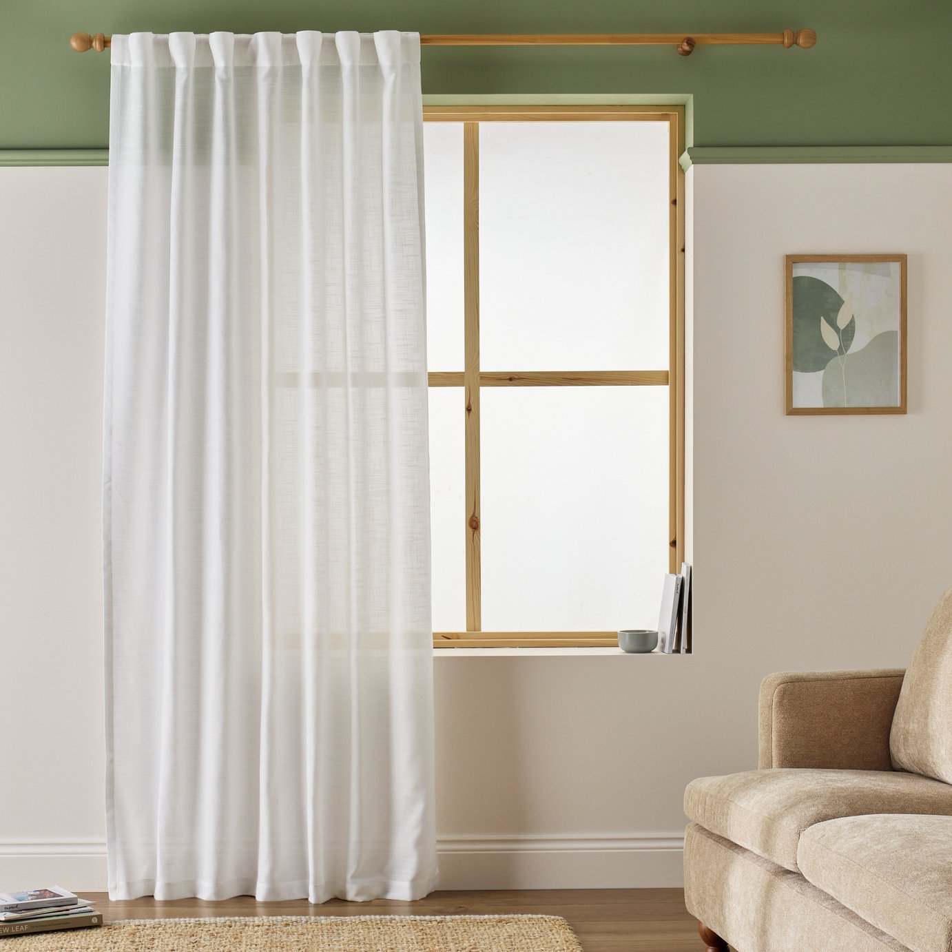 Argos Home Linen Effect Slot Top Voile Curtain