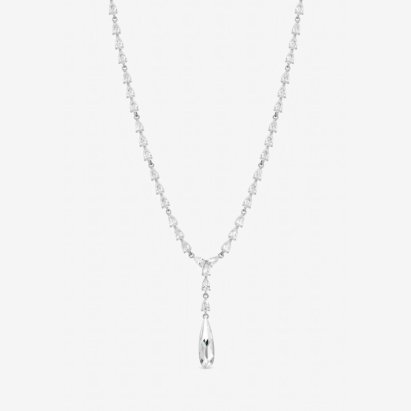 Jon Richard Rhodium Plated Pear Drop Y Necklace
