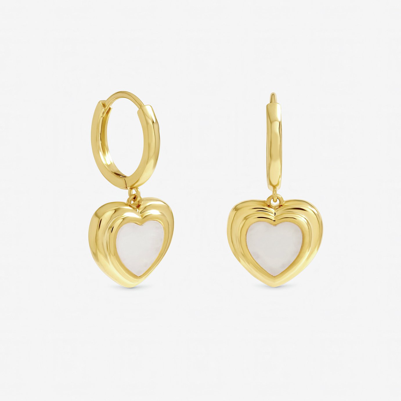 Inicio Gold Plated Mother of Pearl Heart Earrings