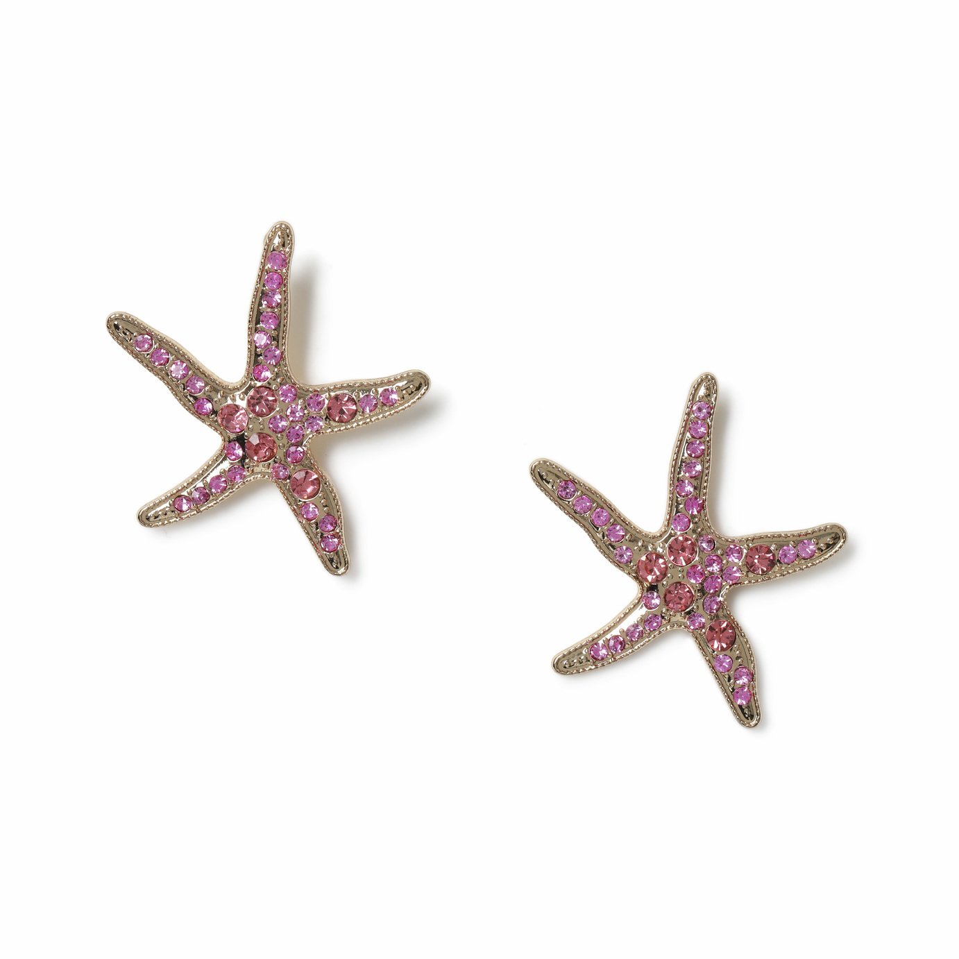 Freedom Pink Crystal Starfish Stud Earrings