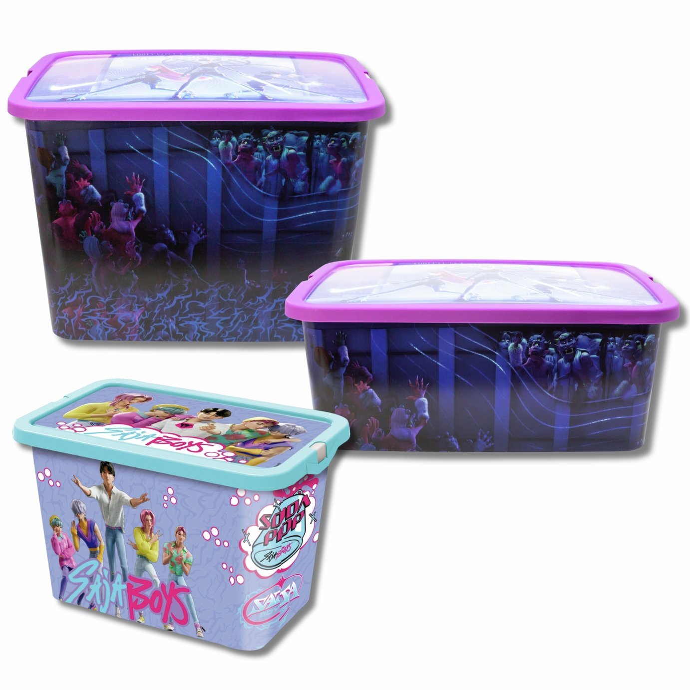 Netflix Kpop Demon Hunters Plastic Set of 3 Storage Boxes