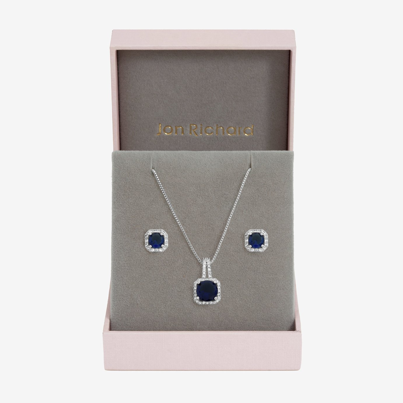 Jon Richard Rhodium Plated Cubic Zirconia Square Drop Set