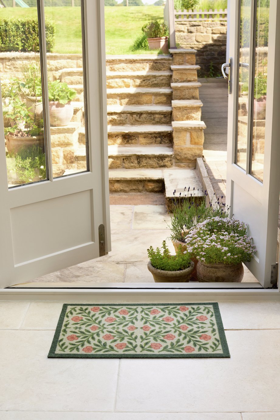 My Mat Pink Botanical Short Pile Doormat - 50x75cm