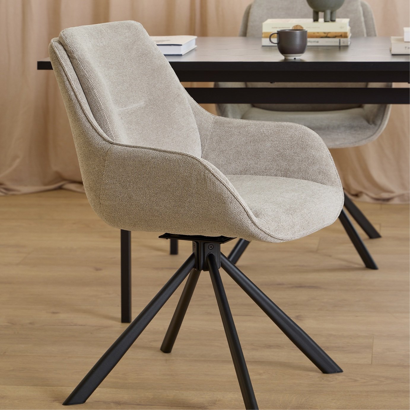 Furniture To Go Carrie Pair of Fabric Dining Chairs - Grey