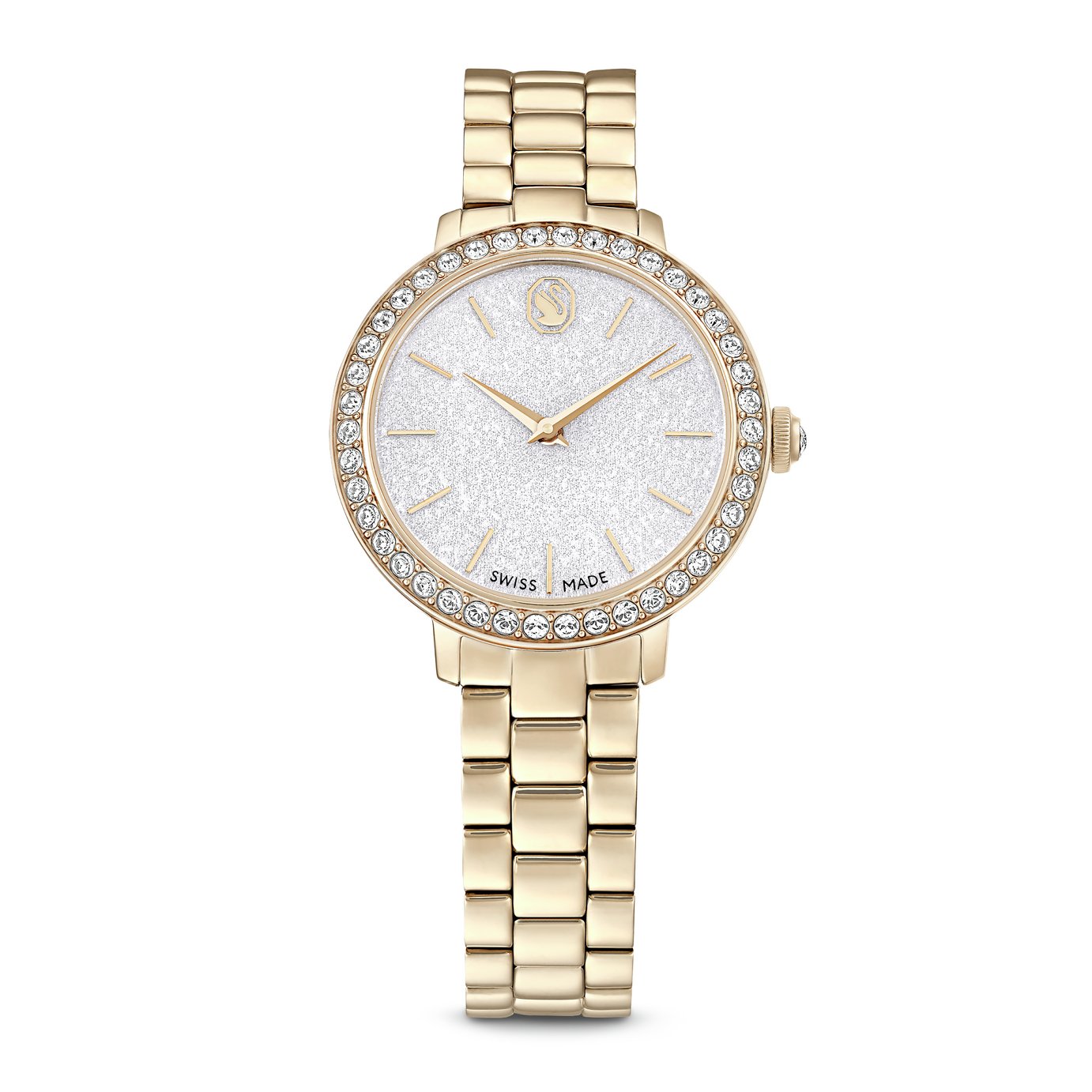 Swarovski Gold Coloured Matrix 3-link Metal Bracelet Watch