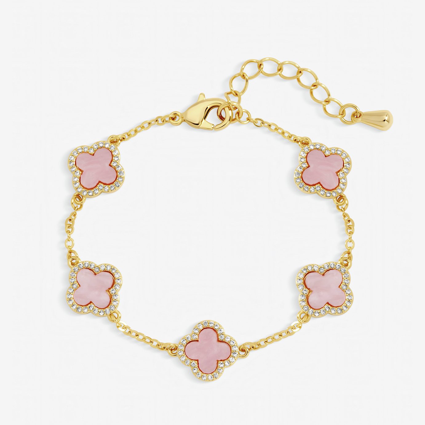 Jon Richard Gold Plated Pink Clover Bracelet
