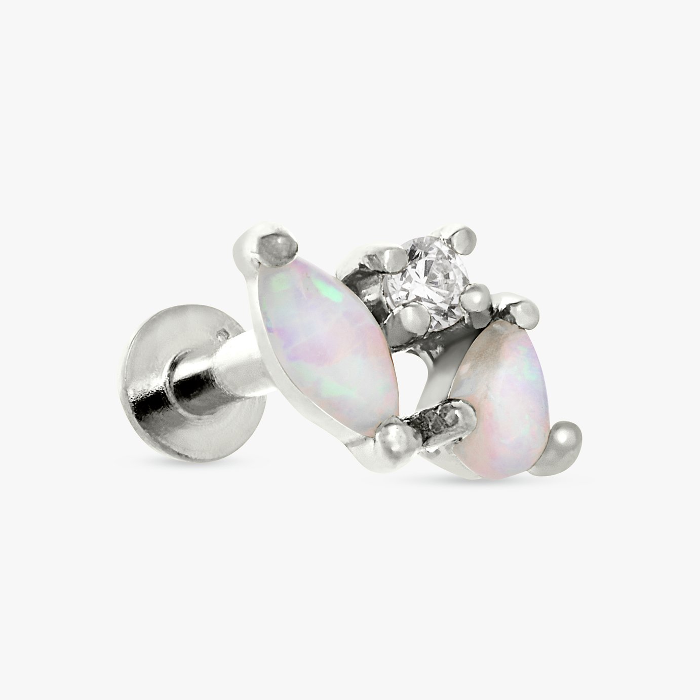 Revere Sterling Silver Opal Flatback Earring