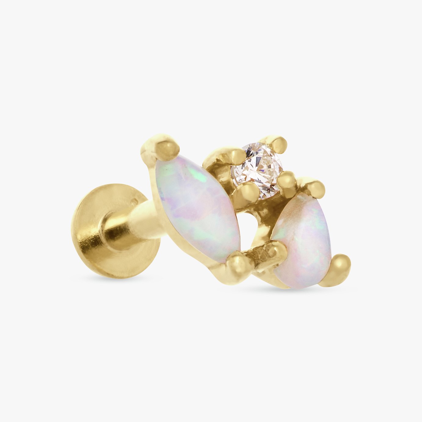Revere Gold Plated Sterling Silver Opal Flatback Earring