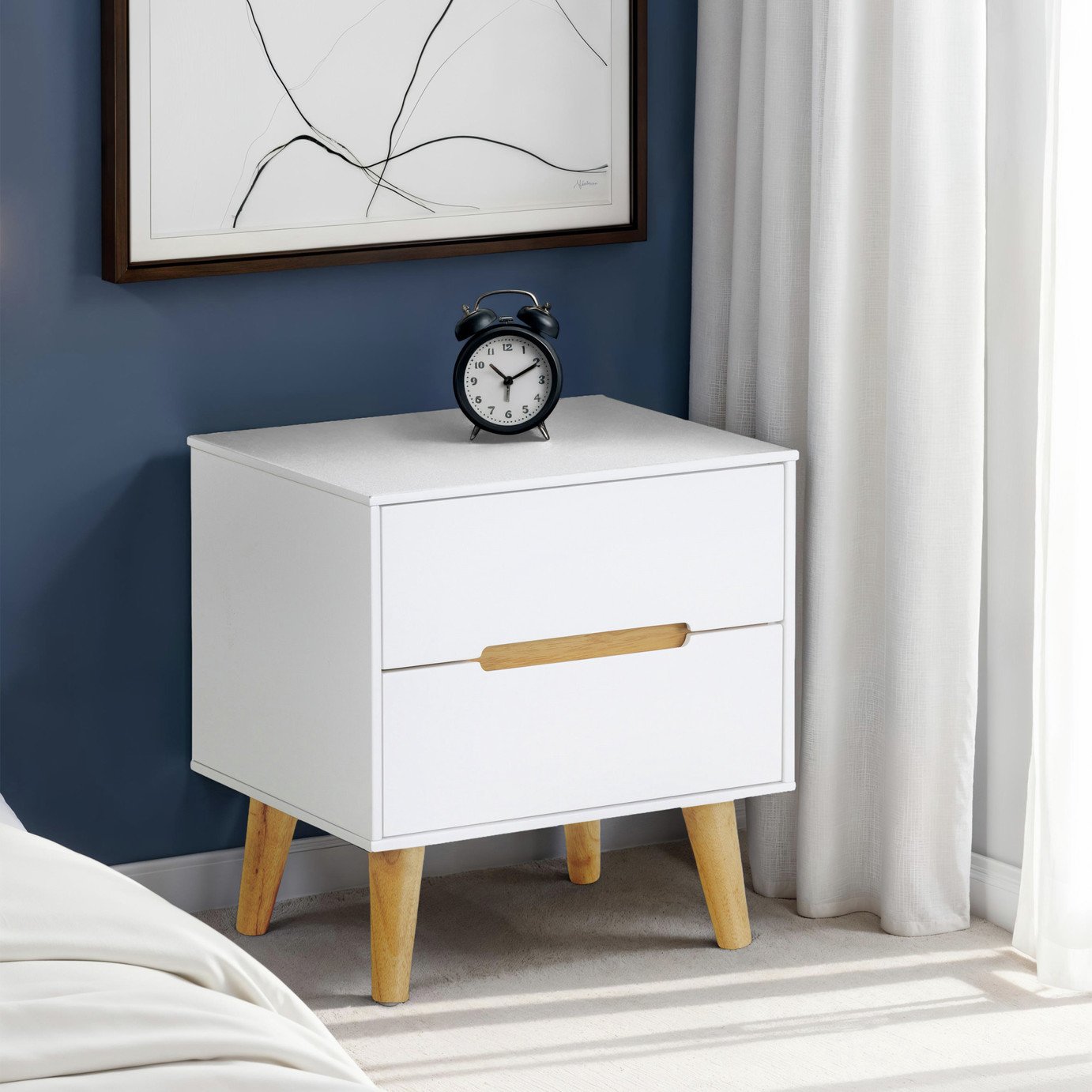 Julian Bowen Alicia 2 Drawer Bedside Table - White
