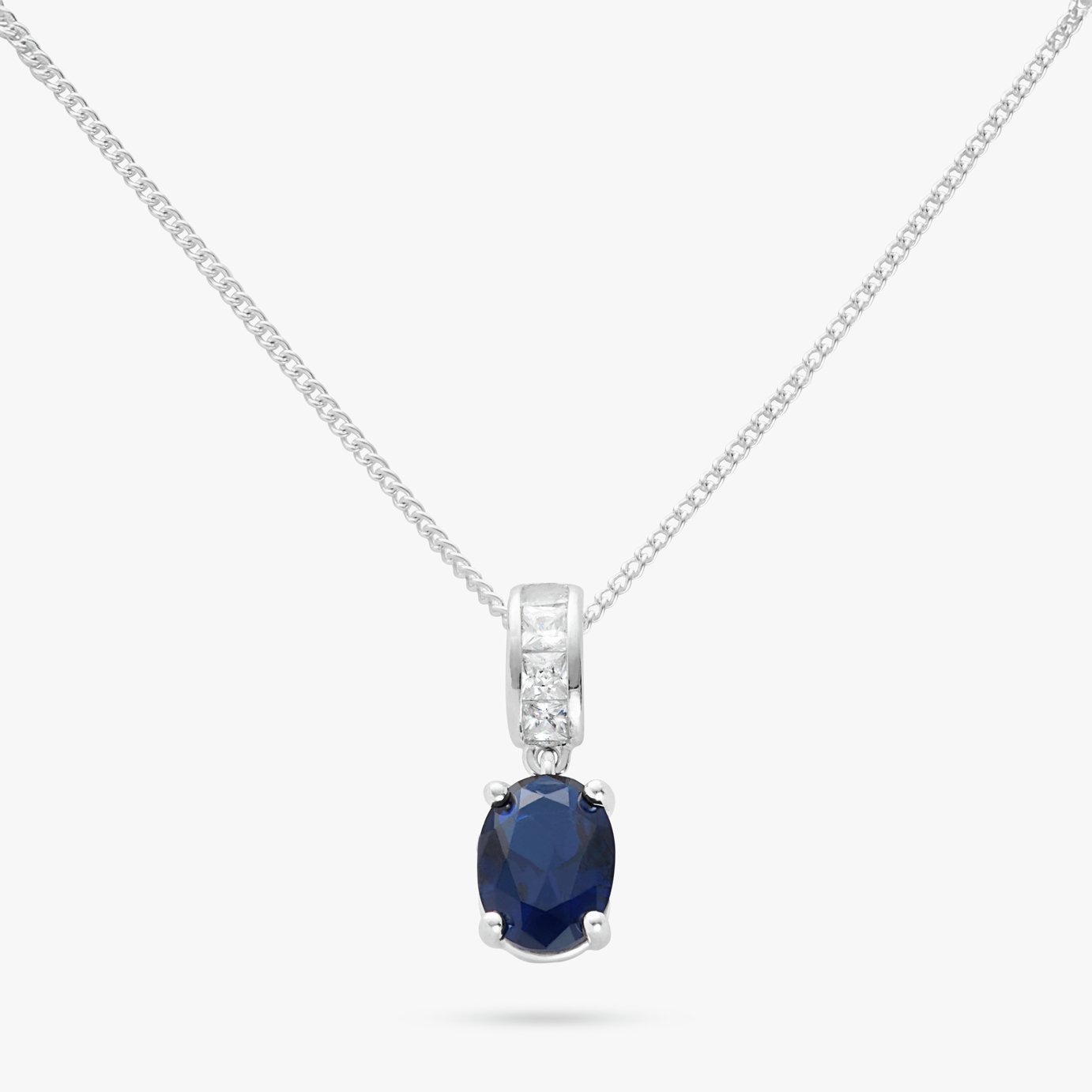 Revere Sterling Silver Oval Sapphire Pendant Necklace