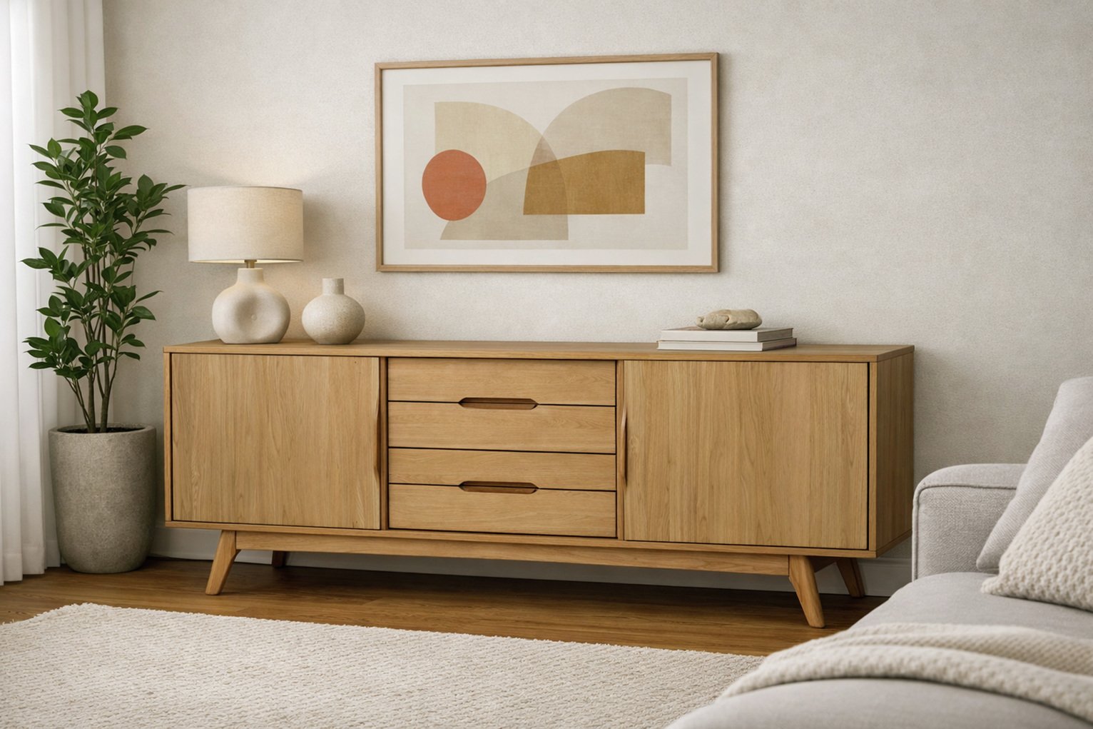 Furniture To Go Marte 2 Door 4 Drawer Sideboard - Natural