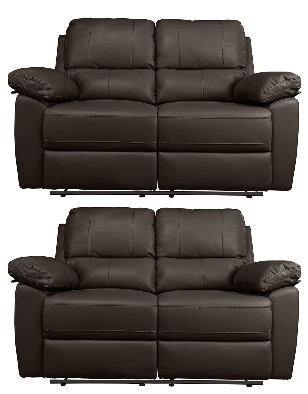 Argos Home Toby Pair of 2 Seater Recliner Sofa - Chocolate
