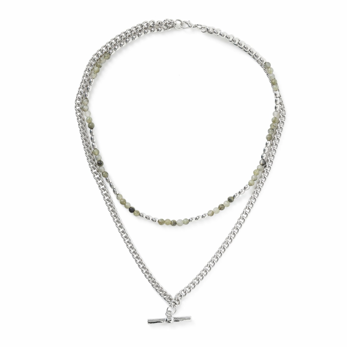 Uncommon Souls Double Row Beaded and Chain Necklace