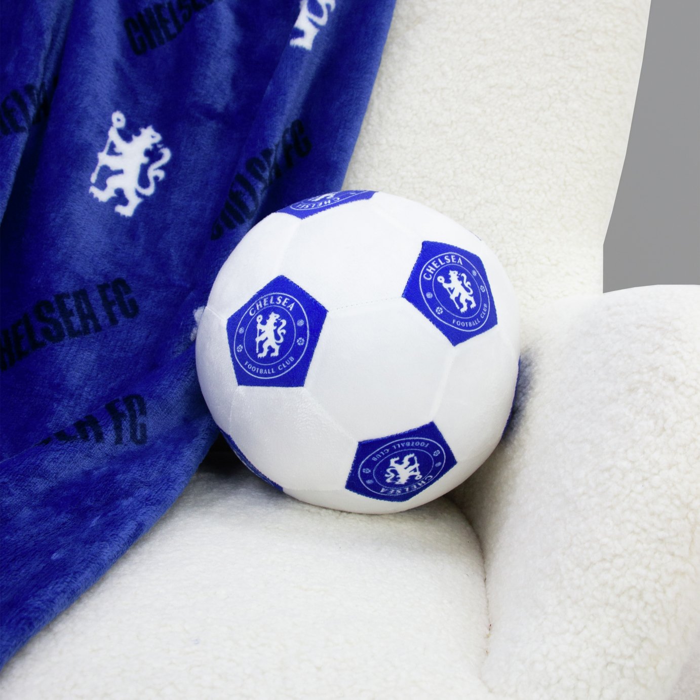 Chelsea FC Football Shaped Cushion White - 25cm