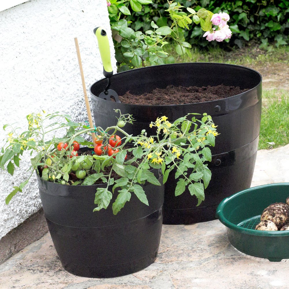 Whitefurze 50cm All-Purpose Barrel Planter - Black