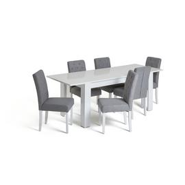Argos Home Miami Extending Table & 6 Button Chairs - Grey