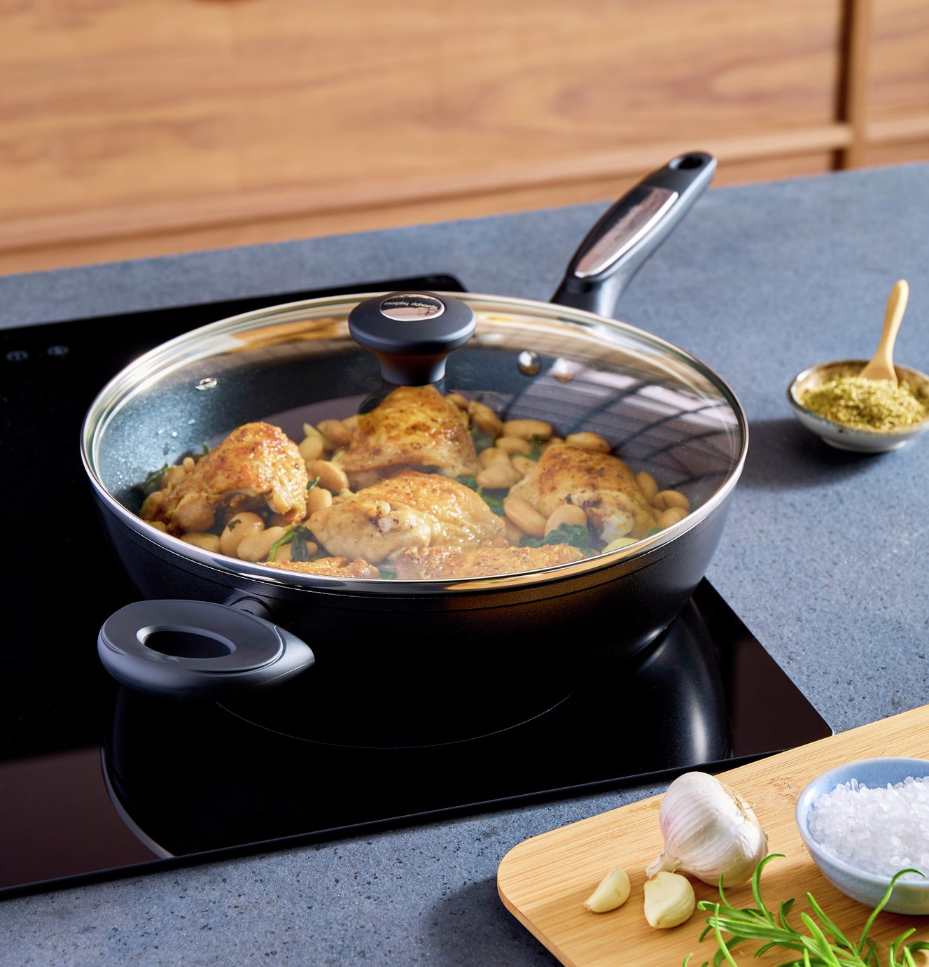 Morphy Richards 28cm Forged Aluminium Lidded Saute Pan