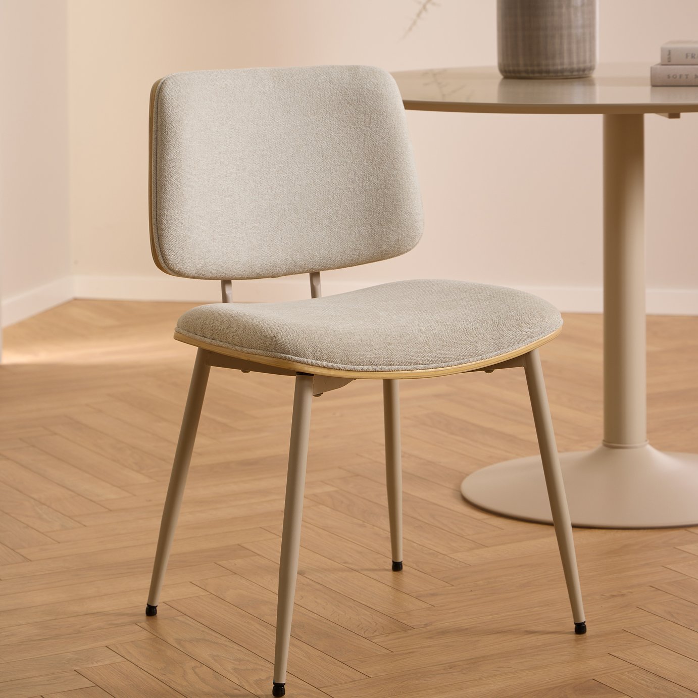 Furniture To Go Owen Pair of Fabric Dining Chairs - Beige
