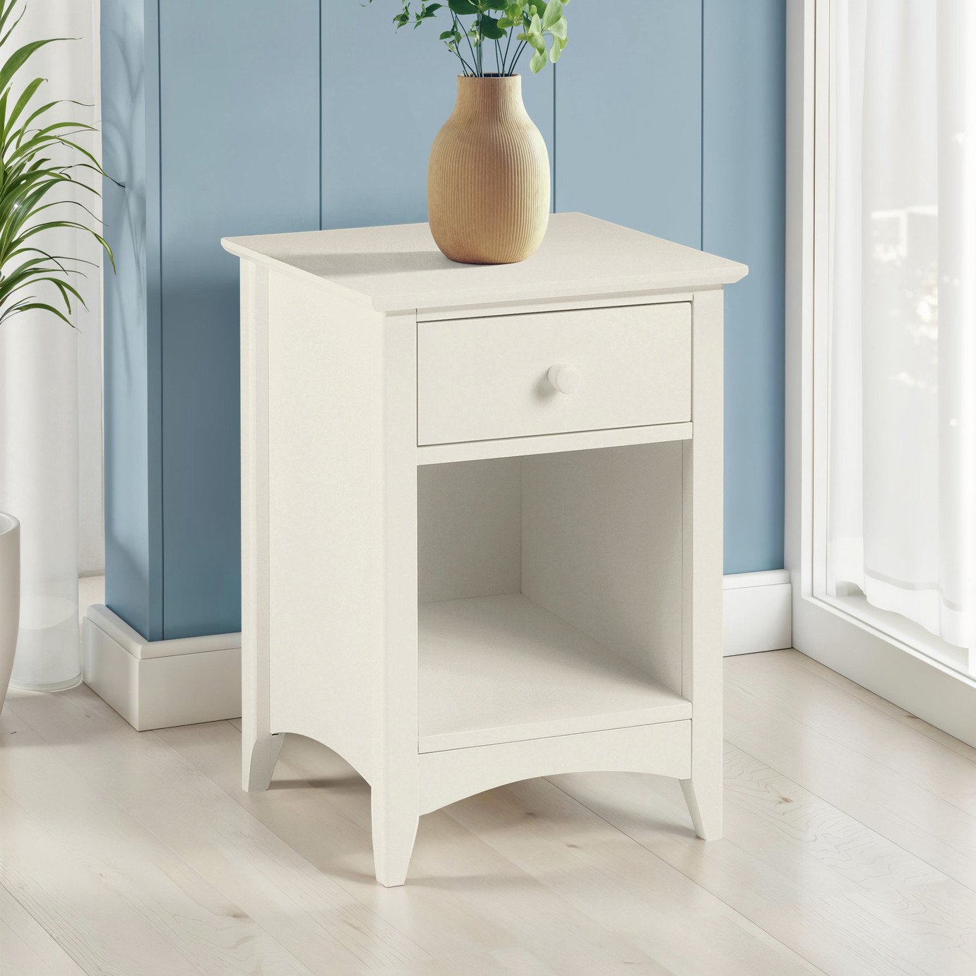 Julian Bowen Cameo 1 Drawer Bedside Table - Off White