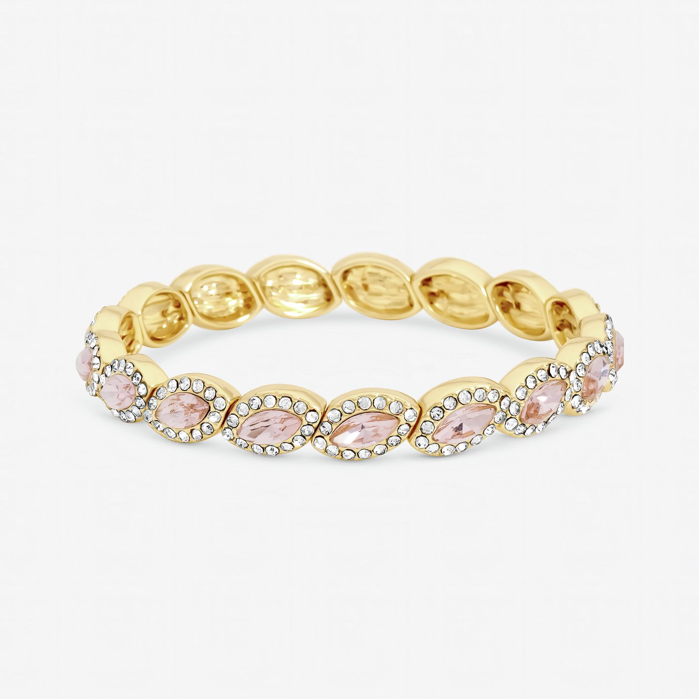 Jon Richard Gold Plated Pink Navette Stretch Bracelet