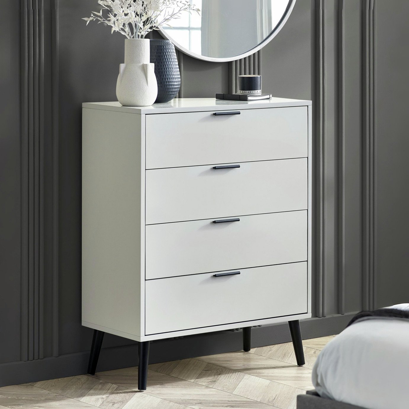 Julian Bowen Alba 4 Drawer Chest - Light Grey