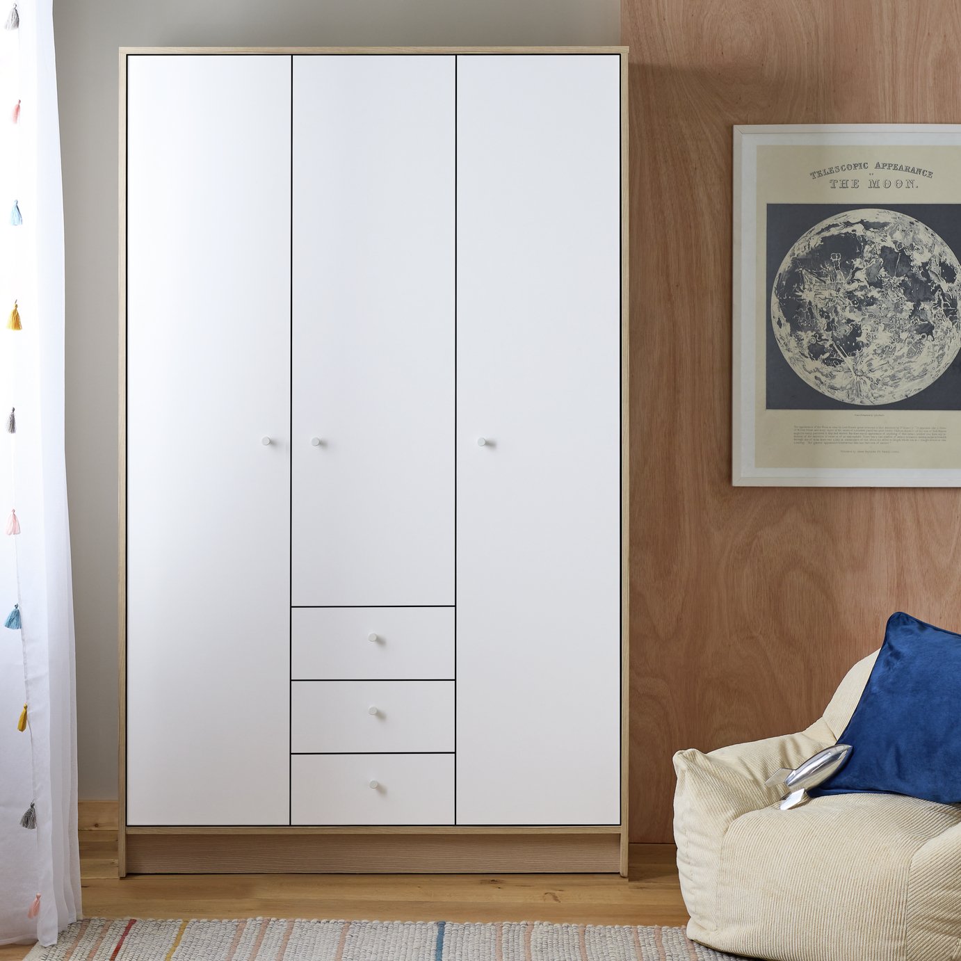 Argos Home Malibu Kids 3 Door 3 Drawer Wardrobe - White