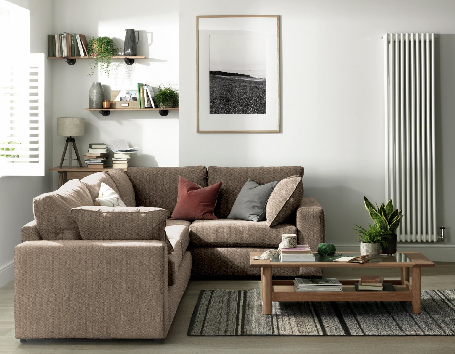 Habitat Elmdon Fabric Right Hand Corner Sofa - Natural