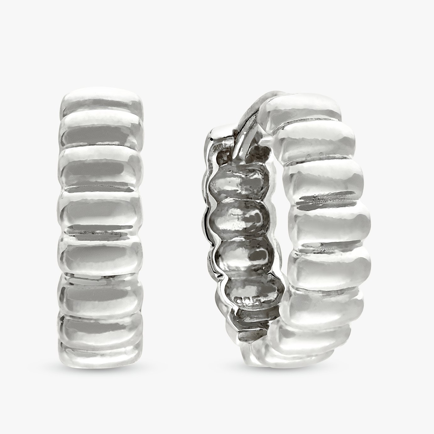 Revere Sterling Silver Ribbed Huggies Earrings