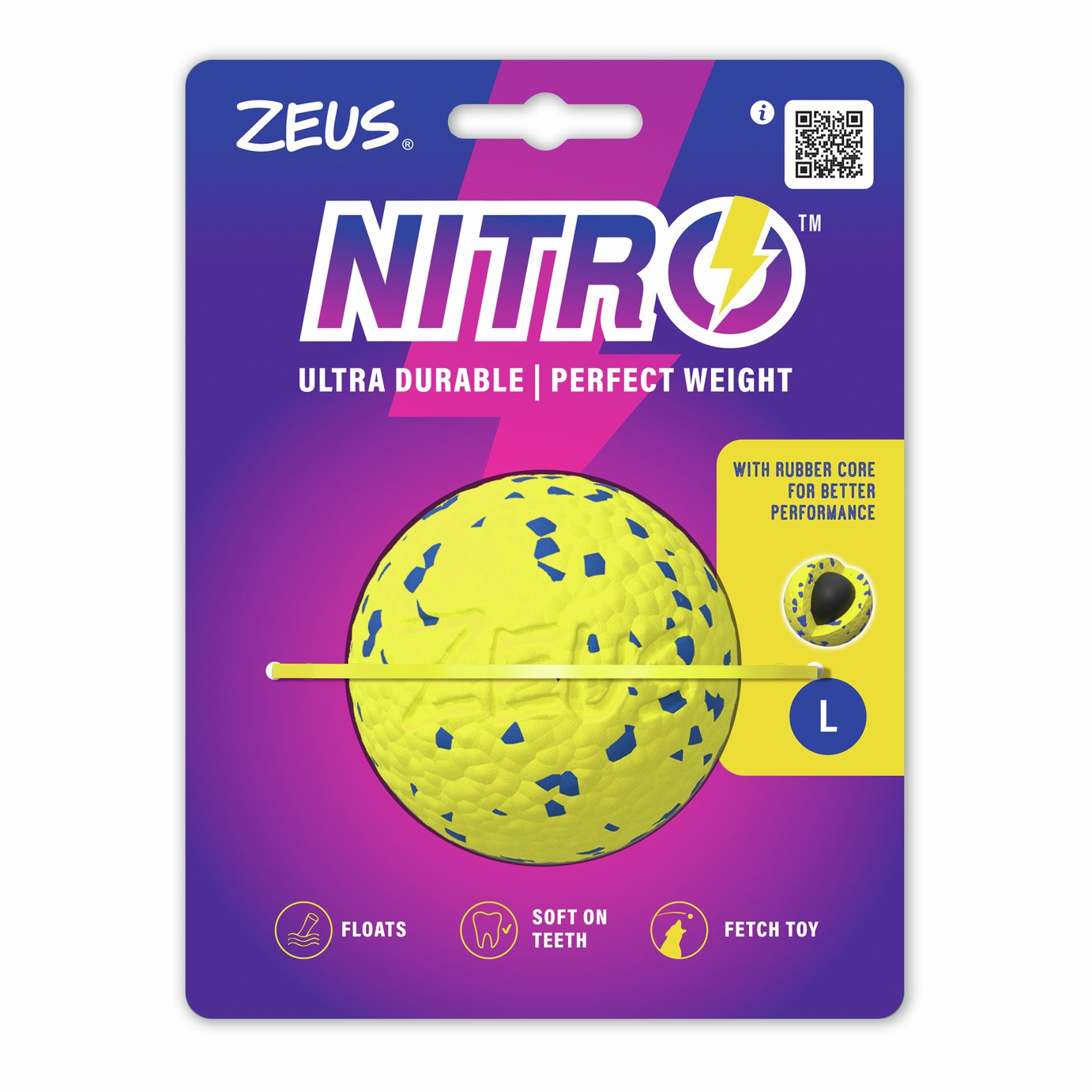 Zeus NITRO 7.6cm Weighted Dog Ball  - Large