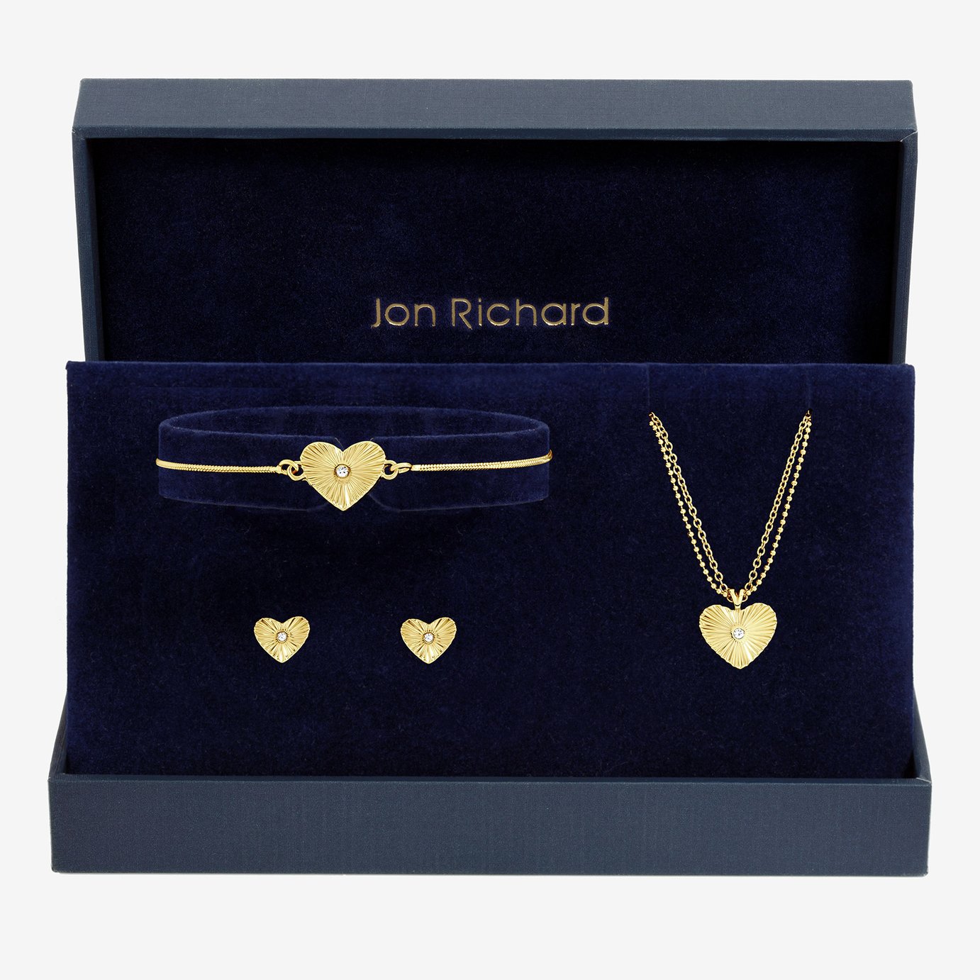 Jon Richard Gold Plated Diamond Cut Heart Gift Set