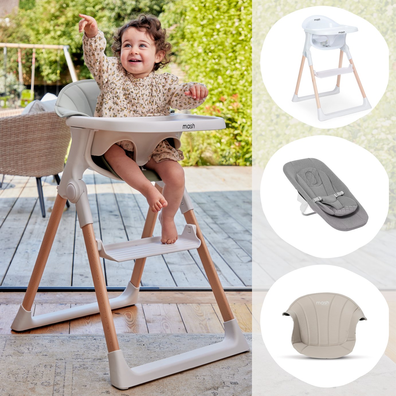 Baby Elegance Mash Highchair Bundle - White