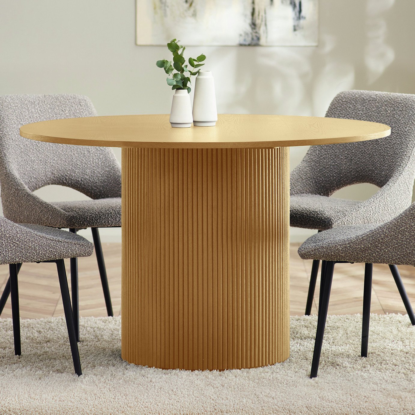 Julian Bowen Louis 4 Seater Round Dining Table - Light Oak
