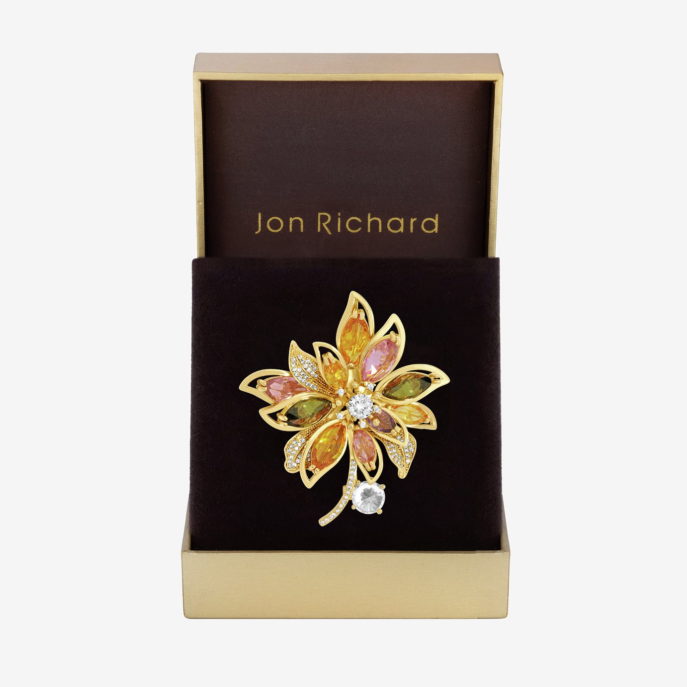 Jon Richard Gold Plated Floral Brooch Gift Box