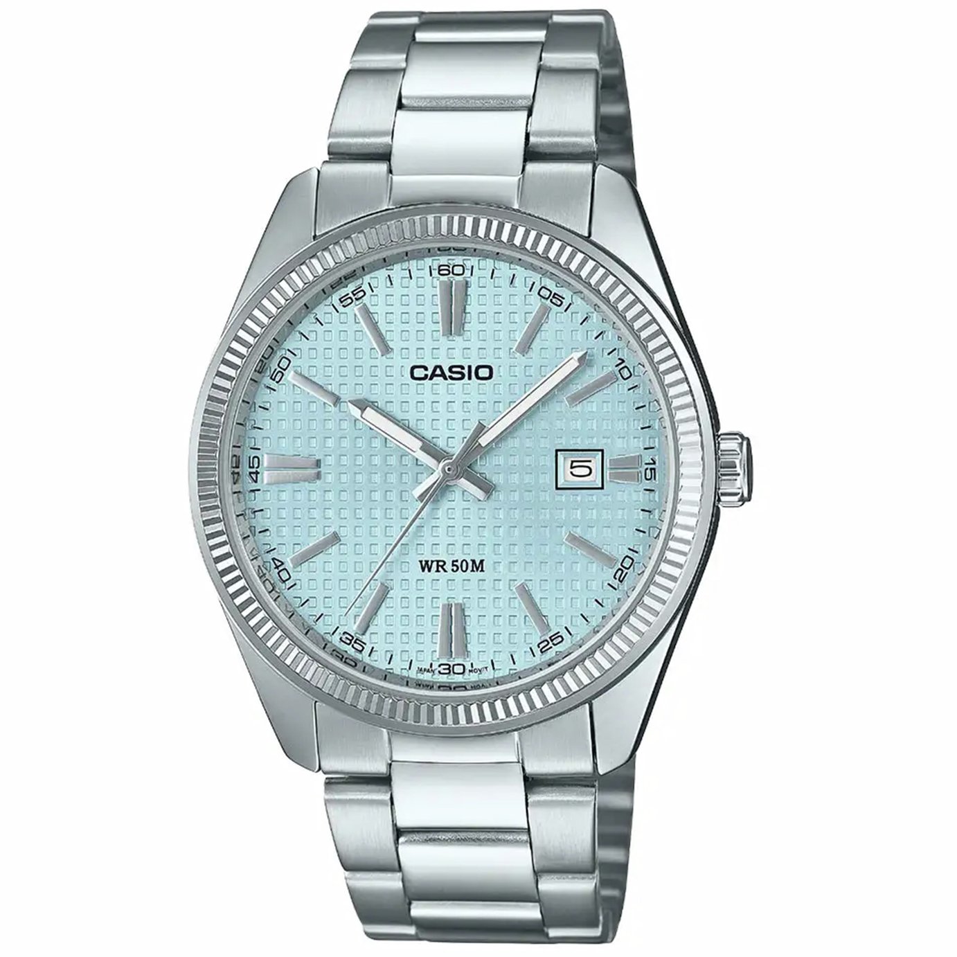 Casio Ice Blue Dial Stainless Steel Analogue Watch
