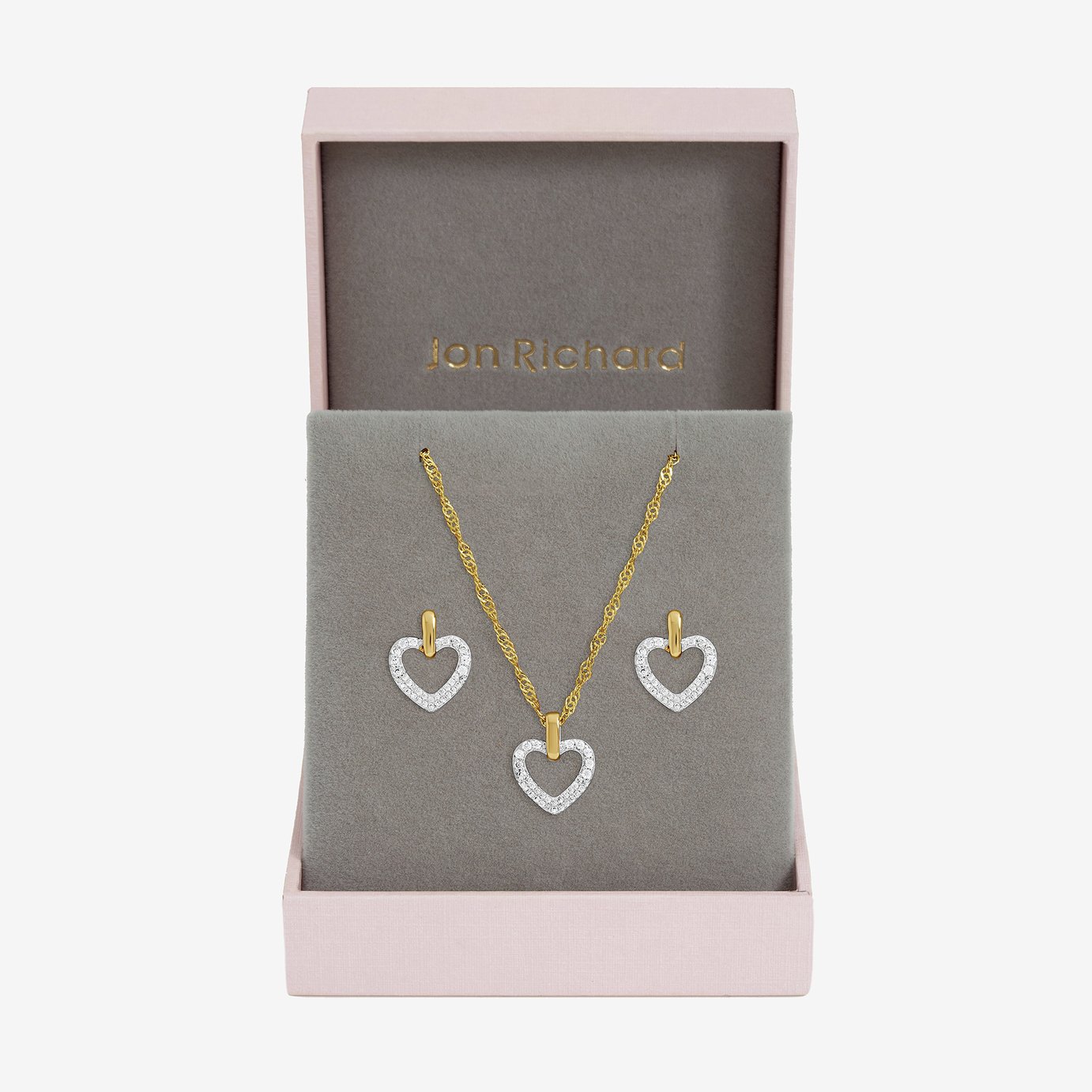 Jon Richard Silver and Gold Plated Two-Tone Open Heart Set