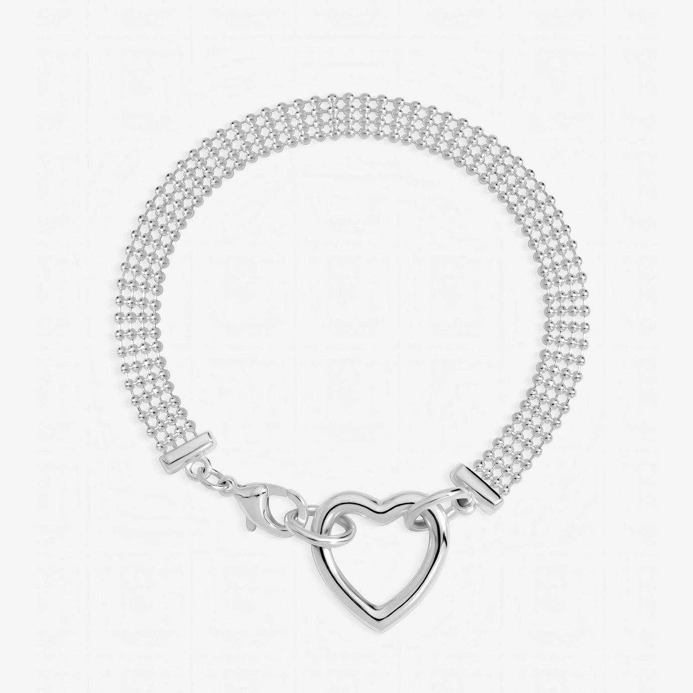Inicio Silver Plated Mesh Heart Clasp Bracelet In Gift Pouch