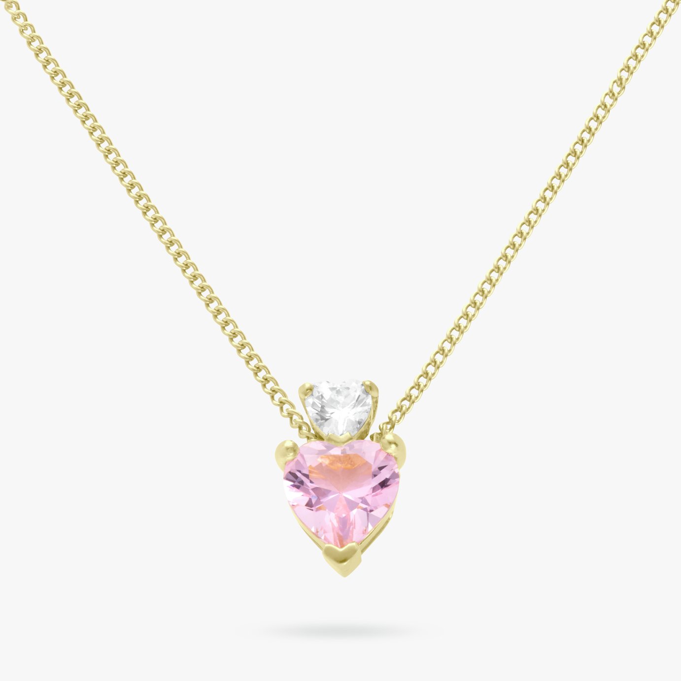 Revere Gold Plated Silver Double Heart Pendant Necklace