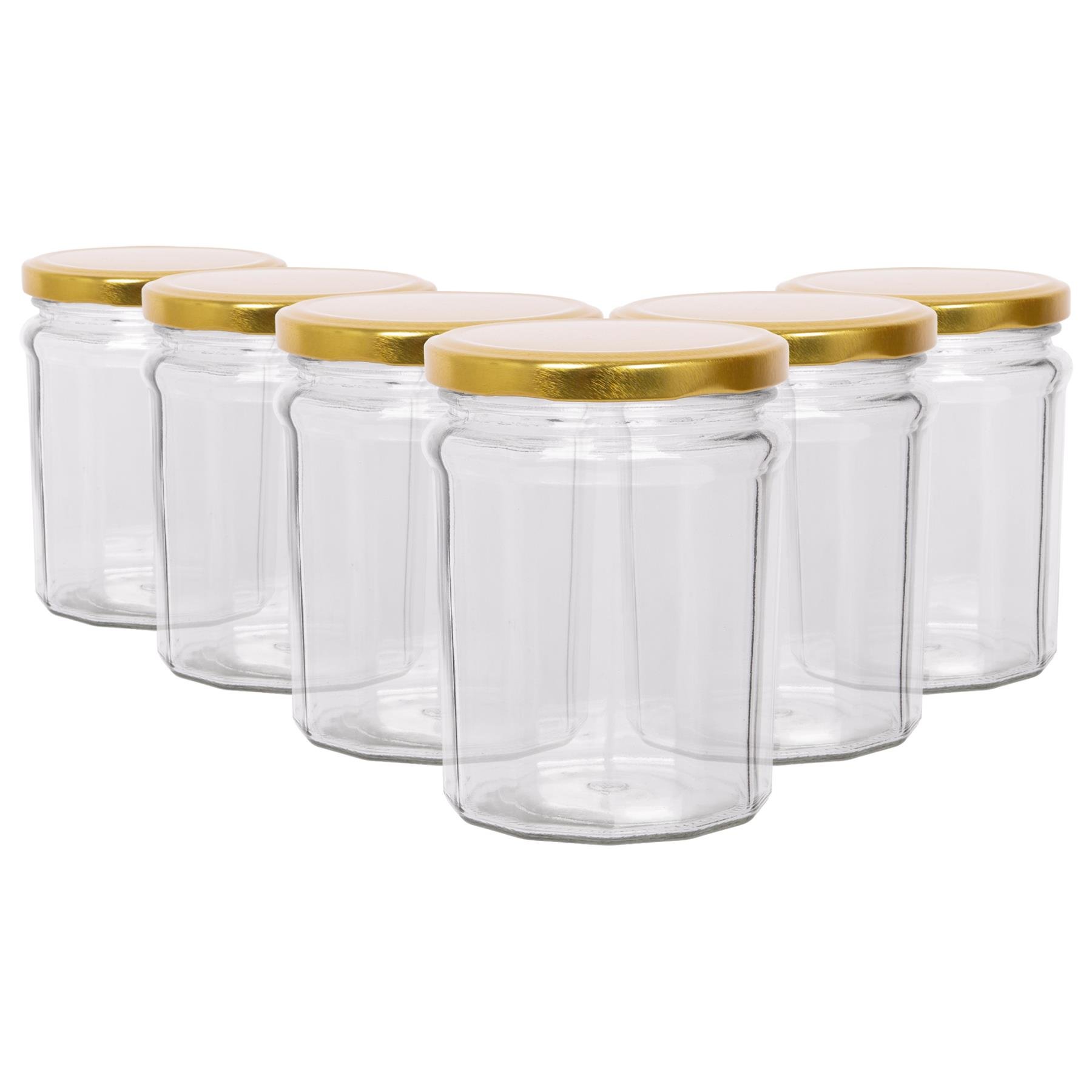 Argon Tableware Glass Jam Jars with Lids - Pack of 6