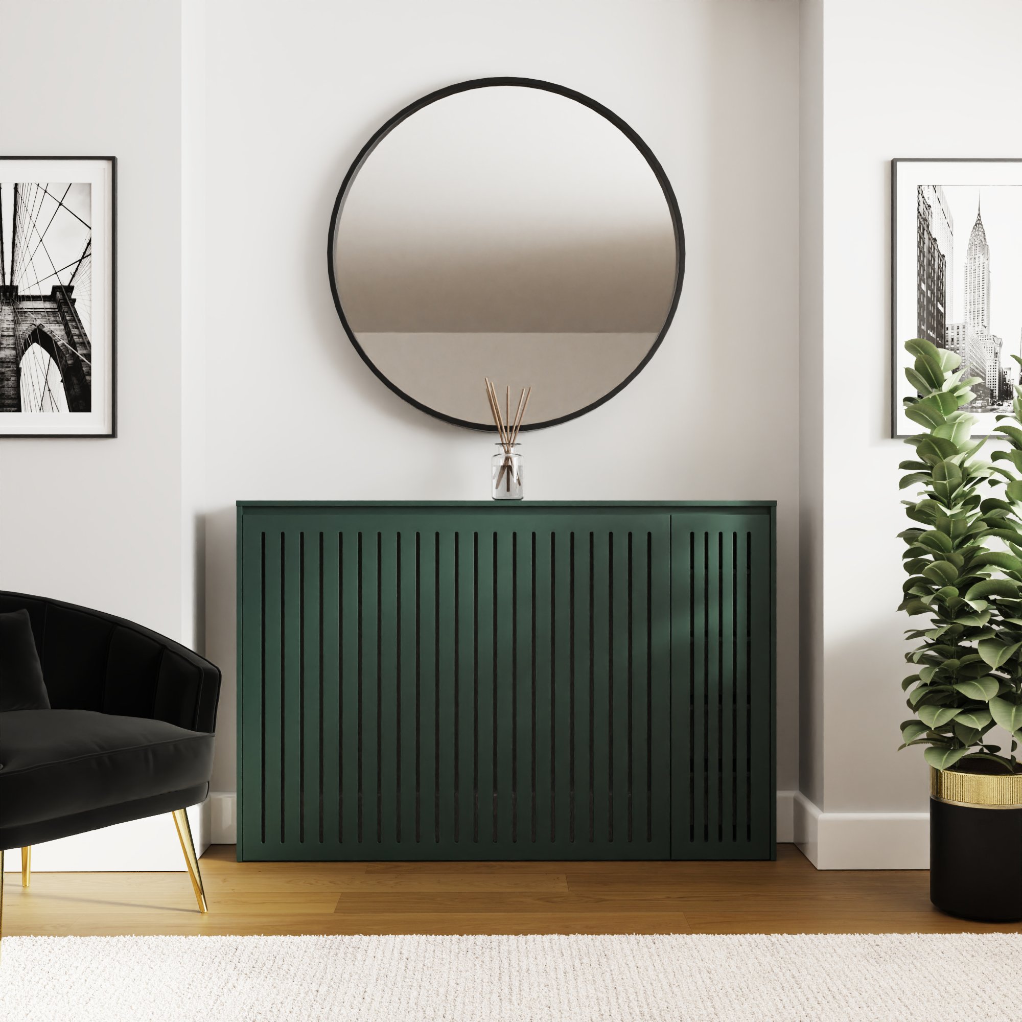 GFW Cooper Storage Radiator Cover - Forest Green