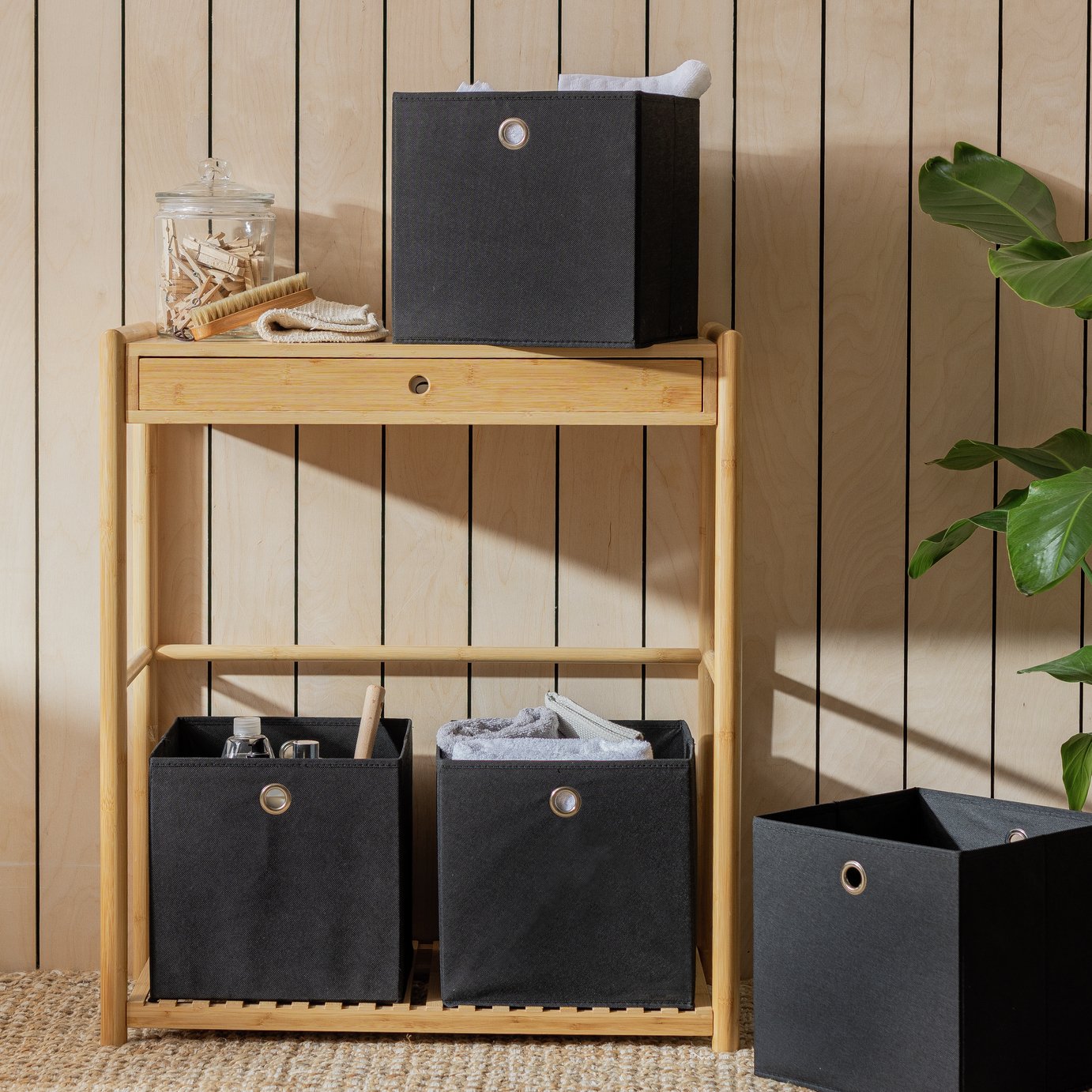 Argos Home Set of 4 Squares Boxes - Black